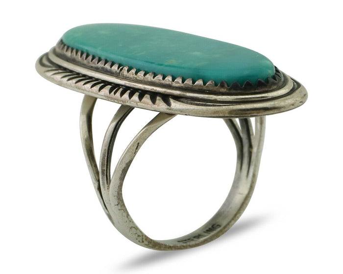 Navajo Ring 925 Silver Natural Turquoise Artist Signed William Denetdale C.80's