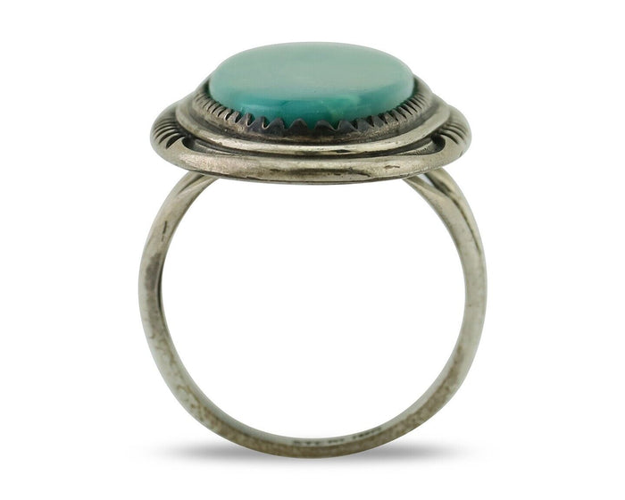 Navajo Ring 925 Silver Natural Turquoise Artist Signed William Denetdale C.80's