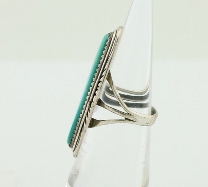 Navajo Ring 925 Silver Natural Turquoise Artist Signed William Denetdale C.80's