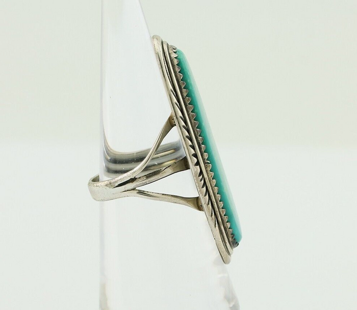 Navajo Ring 925 Silver Natural Turquoise Artist Signed William Denetdale C.80's