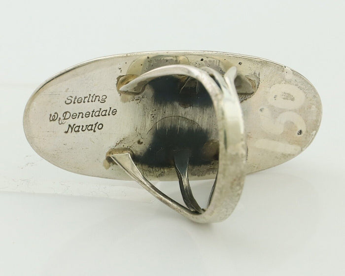 Navajo Ring 925 Silver Natural Turquoise Artist Signed William Denetdale C.80's