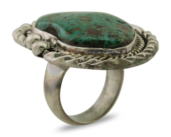 Navajo Ring .925 Silver Natural Turquoise Artist Signed Zachary C.80's