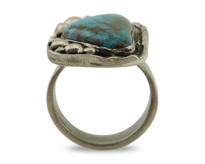 Navajo Ring .925 Silver Natural Turquoise Artist Signed Zachary C.80's