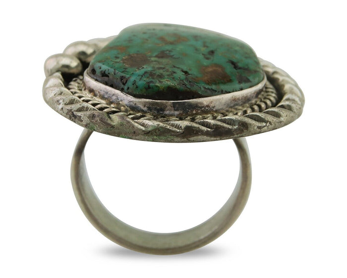 Navajo Ring .925 Silver Natural Turquoise Artist Signed Zachary C.80's