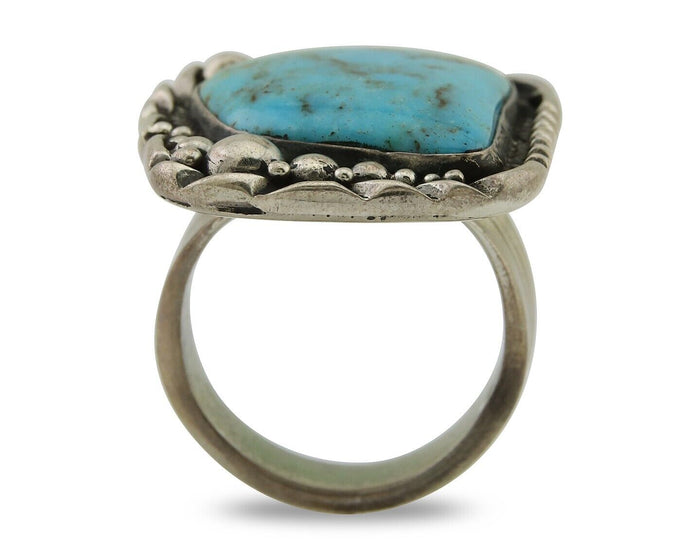 Navajo Ring .925 Silver Natural Turquoise Artist Signed Zachary C.80's