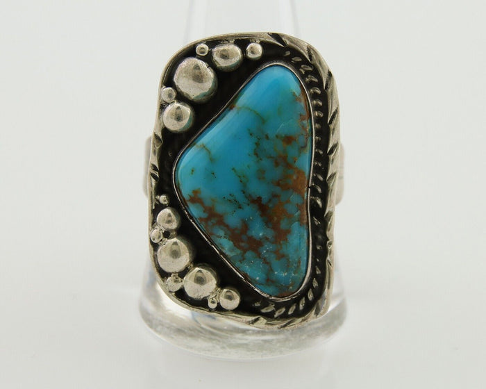Navajo Ring .925 Silver Natural Turquoise Artist Signed Zachary C.80's