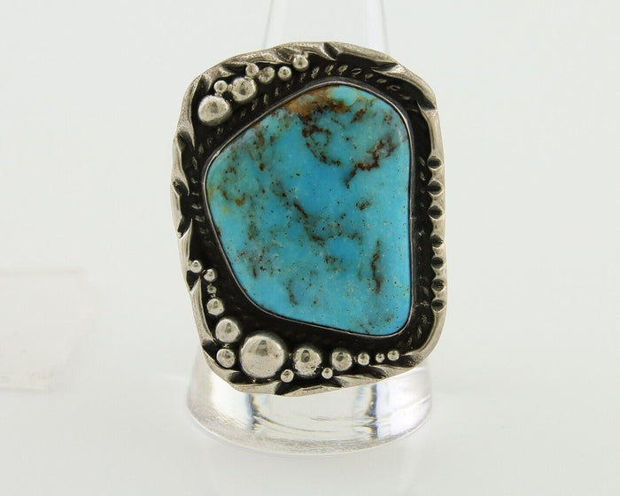 Navajo Ring .925 Silver Natural Turquoise Artist Signed Zachary C.80's