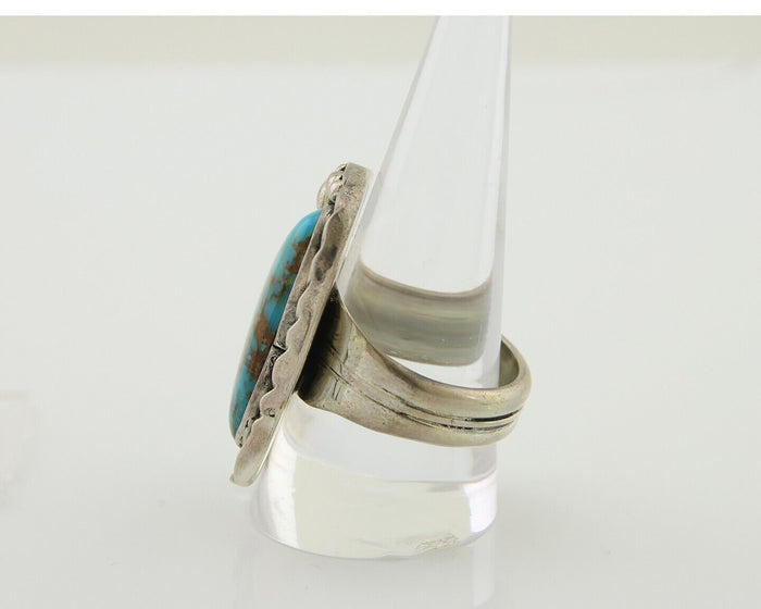 Navajo Ring .925 Silver Natural Turquoise Artist Signed Zachary C.80's