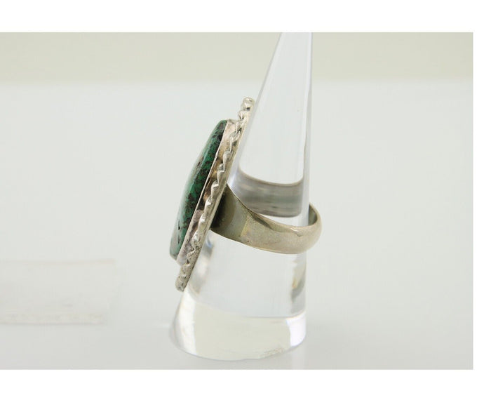 Navajo Ring .925 Silver Natural Turquoise Artist Signed Zachary C.80's
