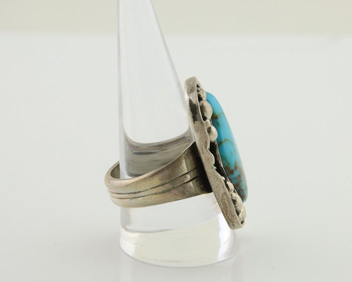 Navajo Ring .925 Silver Natural Turquoise Artist Signed Zachary C.80's