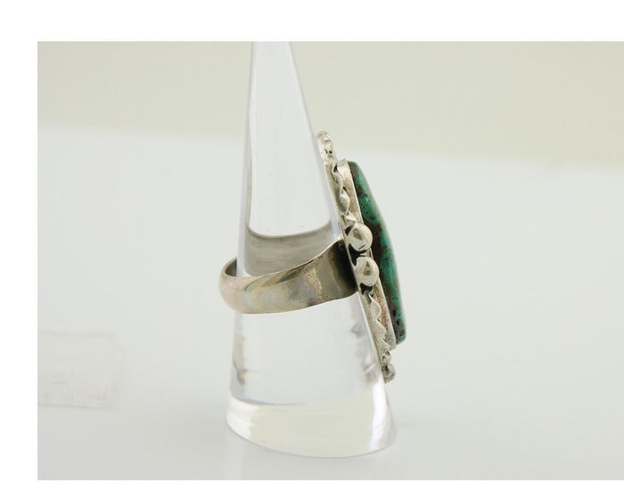 Navajo Ring .925 Silver Natural Turquoise Artist Signed Zachary C.80's