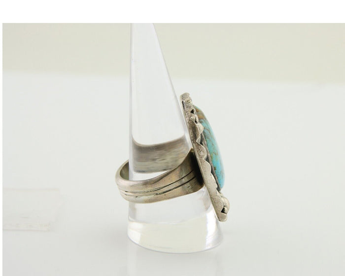 Navajo Ring .925 Silver Natural Turquoise Artist Signed Zachary C.80's
