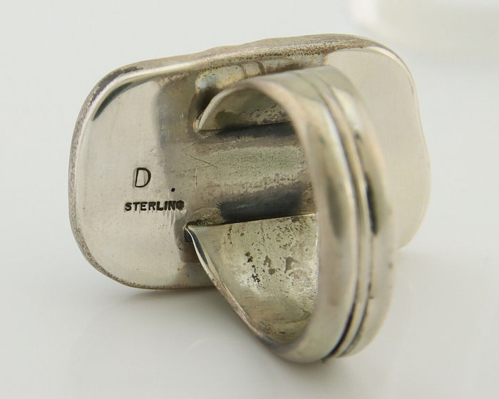 Navajo Ring .925 Silver Natural Turquoise Artist Signed Zachary C.80's