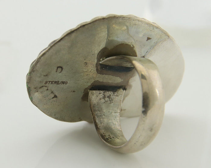 Navajo Ring .925 Silver Natural Turquoise Artist Signed Zachary C.80's