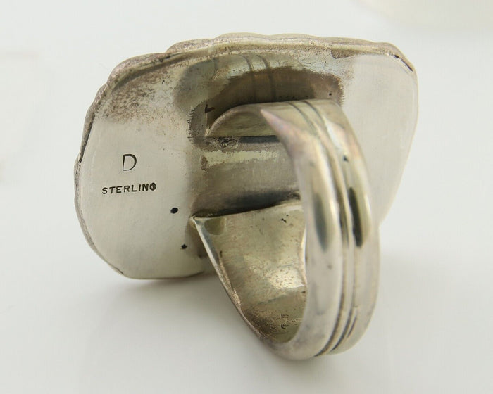 Navajo Ring .925 Silver Natural Turquoise Artist Signed Zachary C.80's