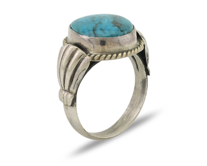 Navajo Ring 925 Silver Natural Turquoise Native American Artist C.80's Size 6.5
