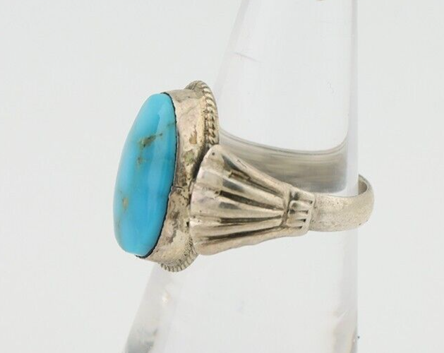 Navajo Ring 925 Silver Natural Turquoise Native American Artist C.80's Size 6.5