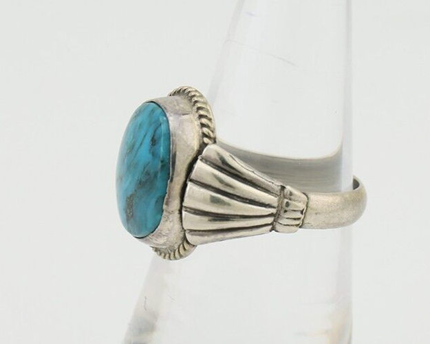 Navajo Ring 925 Silver Natural Turquoise Native American Artist C.80's Size 6.5
