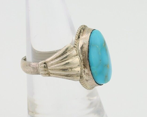 Navajo Ring 925 Silver Natural Turquoise Native American Artist C.80's Size 6.5