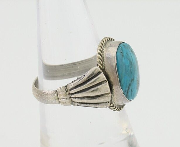 Navajo Ring 925 Silver Natural Turquoise Native American Artist C.80's Size 6.5