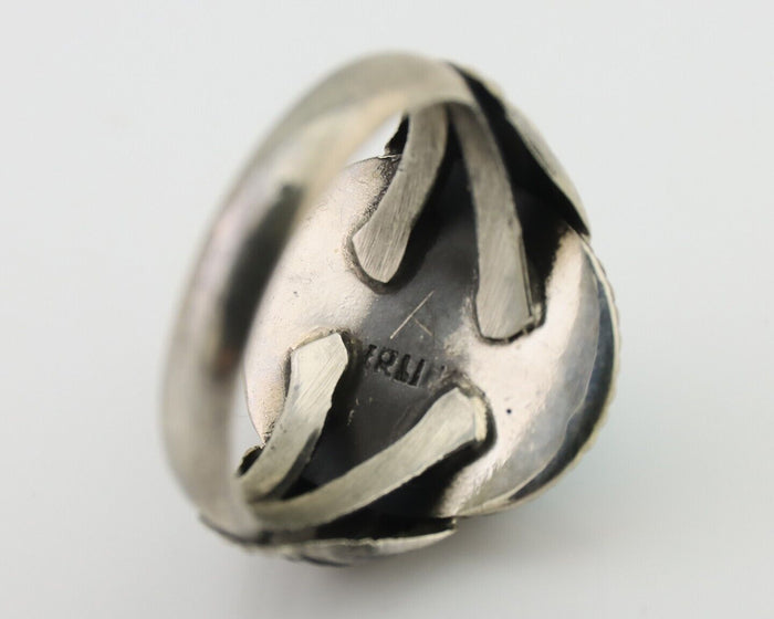 Navajo Ring 925 Silver Natural Turquoise Native American Artist C.80's Size 6.5