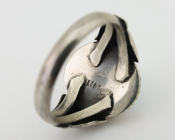 Navajo Ring 925 Silver Natural Turquoise Native American Artist C.80's Size 8.0