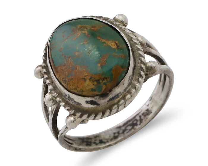 Navajo Ring 925 Silver Natural Turquoise Native American Artist C.80's