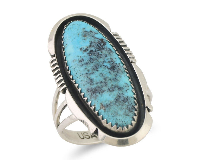 Navajo Ring 925 Silver Natural Turquoise Native American Artist C.80's