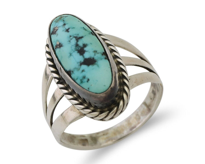 Navajo Ring 925 Silver Natural Turquoise Native American Artist C.80's