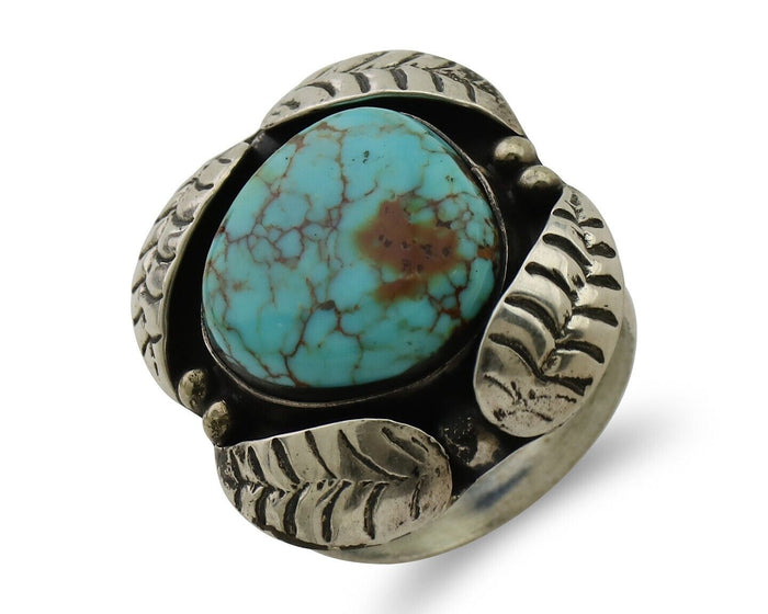 Navajo Ring 925 Silver Natural Turquoise Native American Artist C.80's
