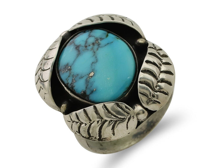 Navajo Ring 925 Silver Natural Turquoise Native American Artist C.80's