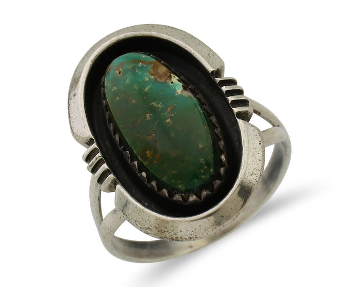 Navajo Ring 925 Silver Natural Turquoise Native American Artist C.80's