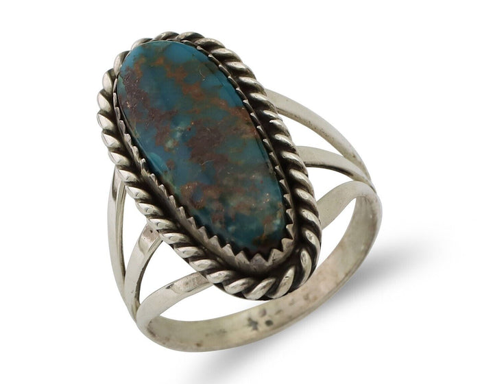 Navajo Ring 925 Silver Natural Turquoise Native American Artist C.80's