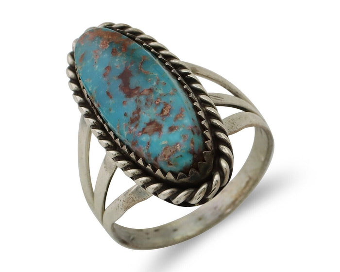 Navajo Ring 925 Silver Natural Turquoise Native American Artist C.80's