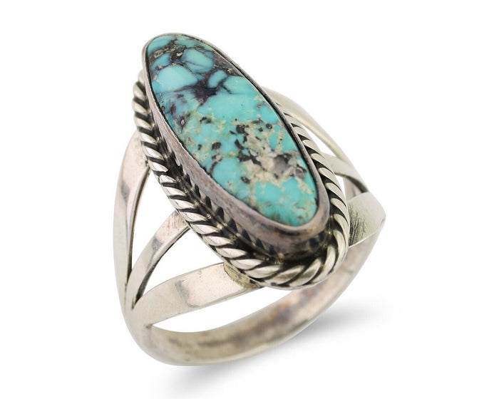 Navajo Ring 925 Silver Natural Turquoise Native American Artist C.80's