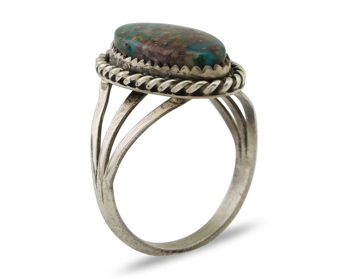Navajo Ring 925 Silver Natural Turquoise Native American Artist C.80's