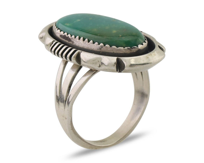 Navajo Ring 925 Silver Natural Turquoise Native American Artist C.80's