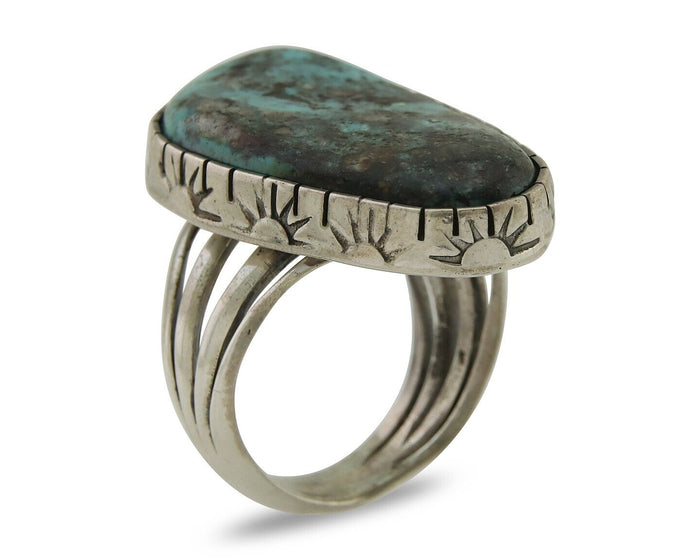 Navajo Ring 925 Silver Natural Turquoise Native American Artist C.80's