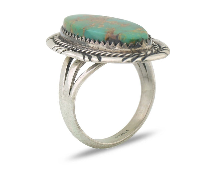 Navajo Ring 925 Silver Natural Turquoise Native American Artist C.80's
