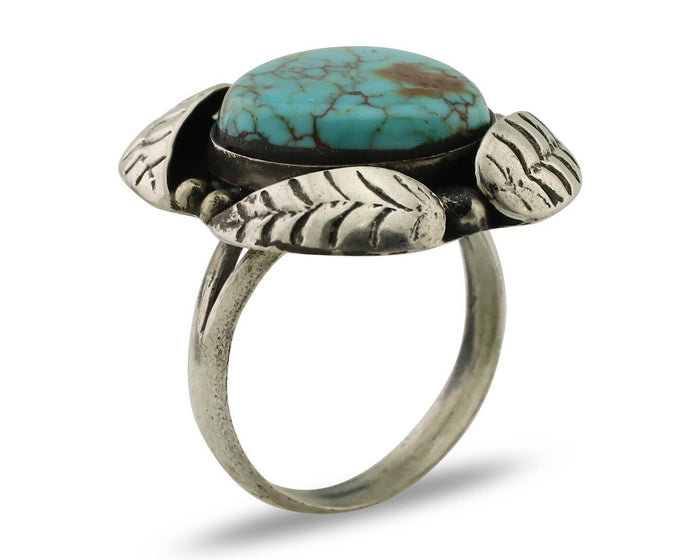 Navajo Ring 925 Silver Natural Turquoise Native American Artist C.80's