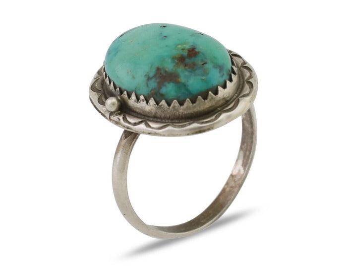 Navajo Ring 925 Silver Natural Turquoise Native American Artist C.80's