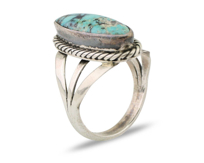 Navajo Ring 925 Silver Natural Turquoise Native American Artist C.80's