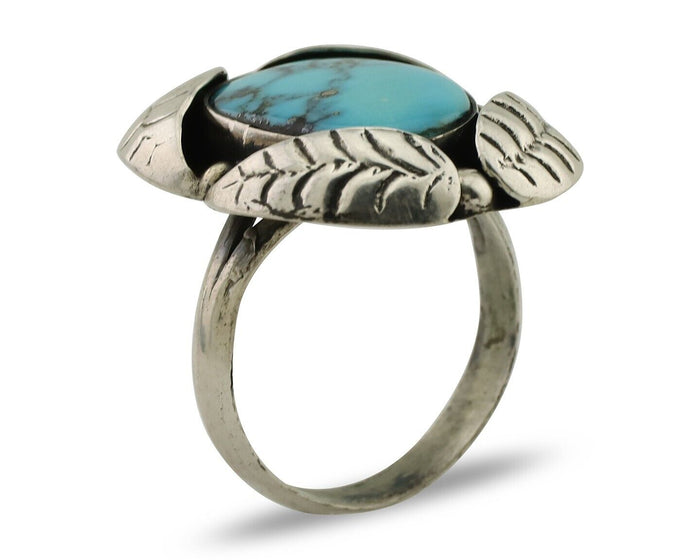 Navajo Ring 925 Silver Natural Turquoise Native American Artist C.80's