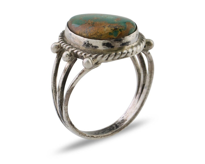 Navajo Ring 925 Silver Natural Turquoise Native American Artist C.80's