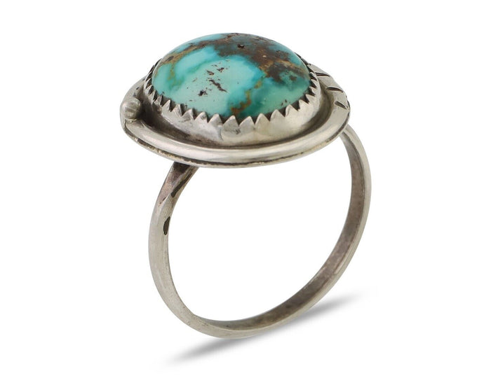 Navajo Ring 925 Silver Natural Turquoise Native American Artist C.80's