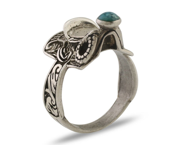 Navajo Ring 925 Silver Natural Turquoise Native American Artist C.80's