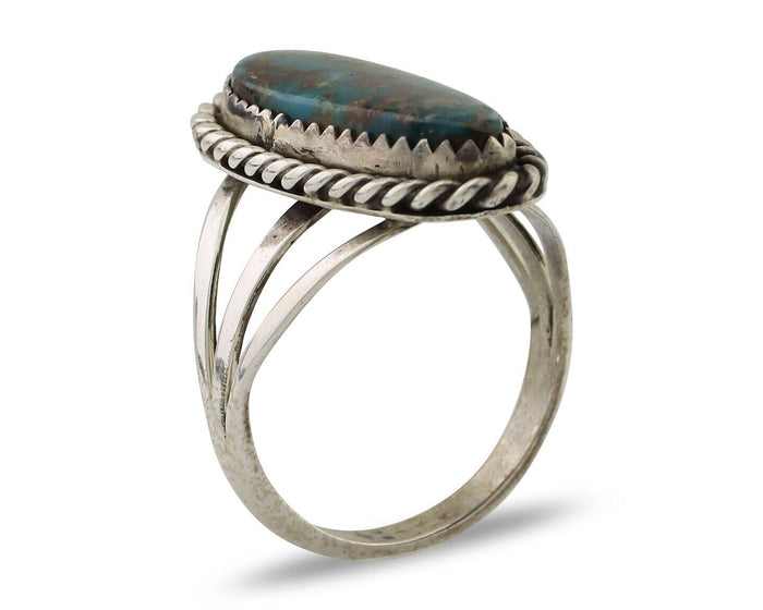 Navajo Ring 925 Silver Natural Turquoise Native American Artist C.80's