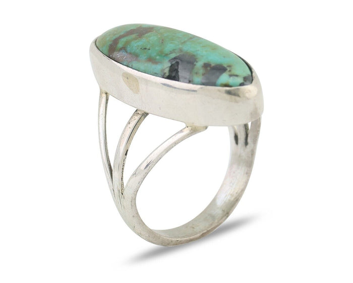Navajo Ring 925 Silver Natural Turquoise Native American Artist C.80's