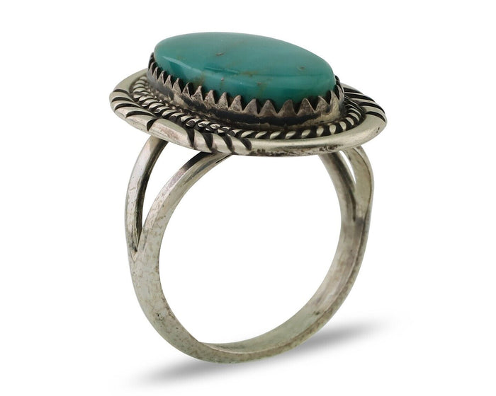 Navajo Ring 925 Silver Natural Turquoise Native American Artist C.80's