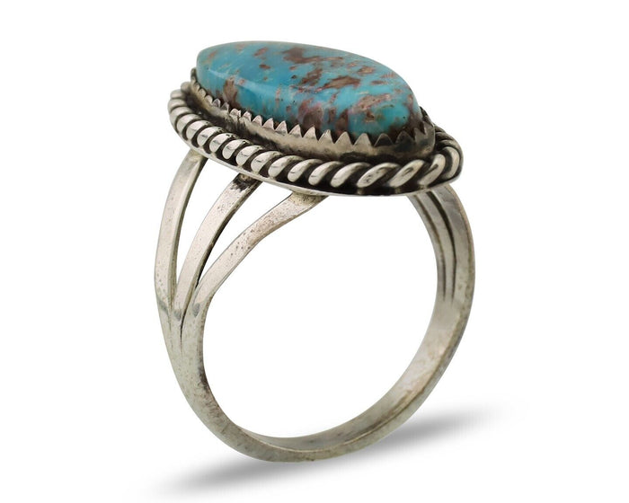 Navajo Ring 925 Silver Natural Turquoise Native American Artist C.80's